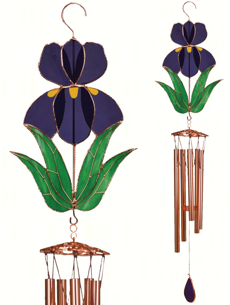 Stained Glass Windchime Iris Large