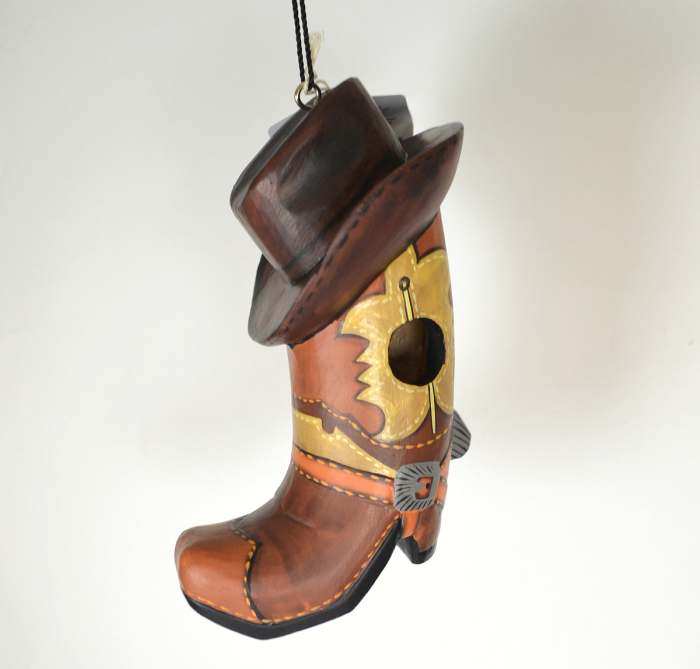 Americana Cowboy Boot w/Hat Backyard Birdhouse