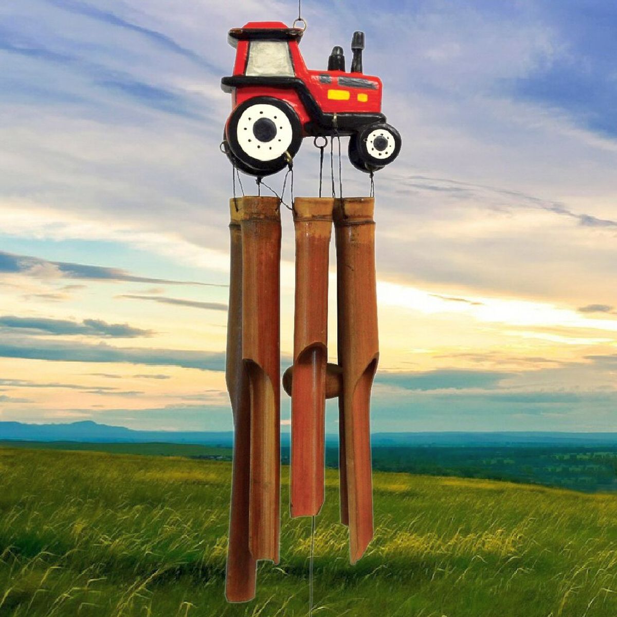 Bamboo Windchime Red Tractor