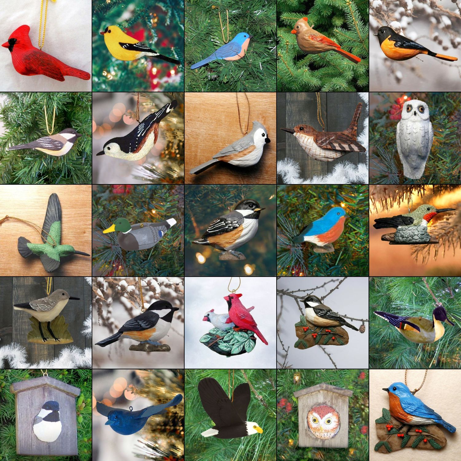 Audubon Songbird Ornament Collection Set of 25