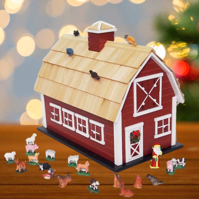 Red Christmas Barn Advent Calendar