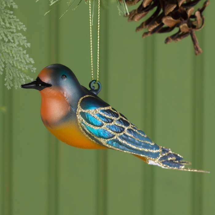 Blown Glass Bird Ornament Barn Swallow