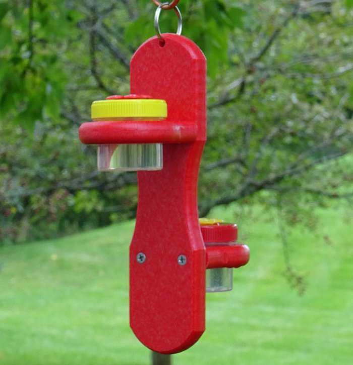 Double Hanging Dots Hummingbird Feeder Red/Yellow