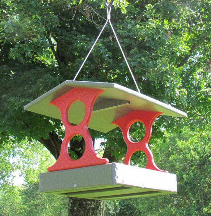 Recycled Poly Fly-Thru Feeder Medium Red/Gray