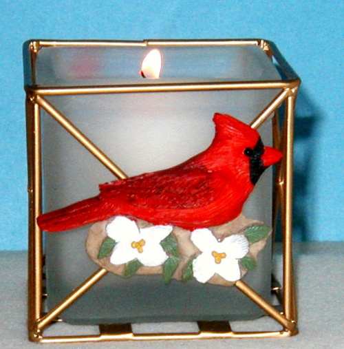 Audubon Cardinal Candle Holder