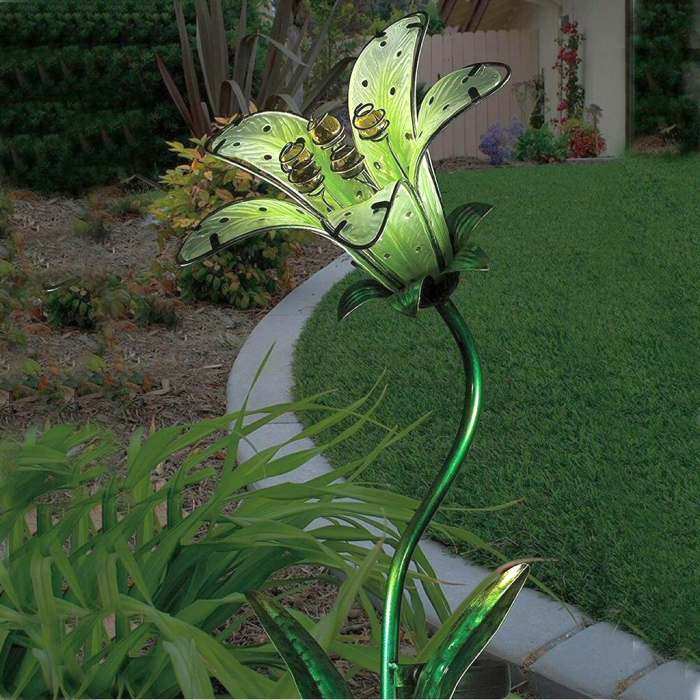 Solar Tiger Lily Stake White Set of 2