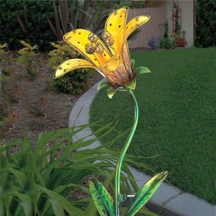Solar Tiger Lily Stake Yellow Set of 2
