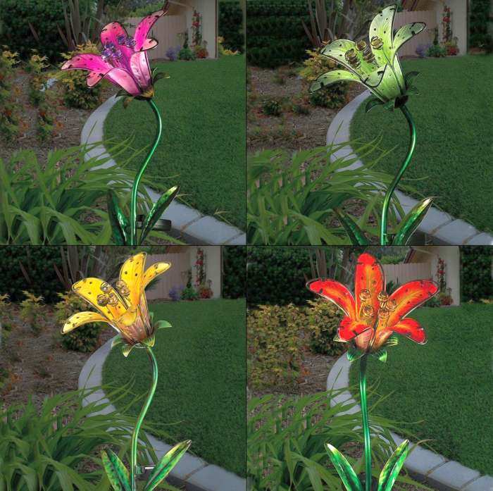 Solar Tiger Lily Stake Assorted Colors Set of 4