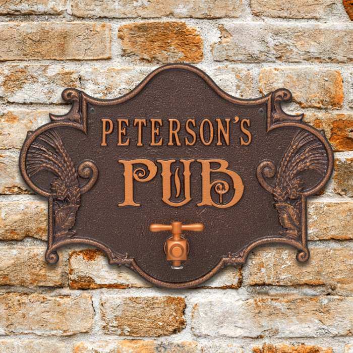 Hops & Barley Beer Pub Personalized Plaque