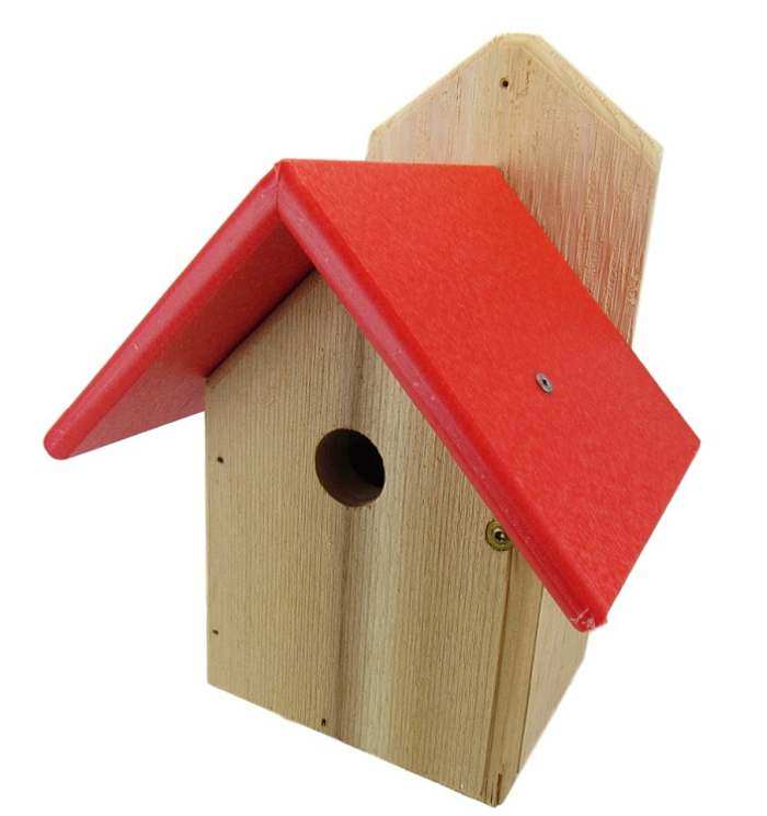 Songbird Post Mount Wren House Red