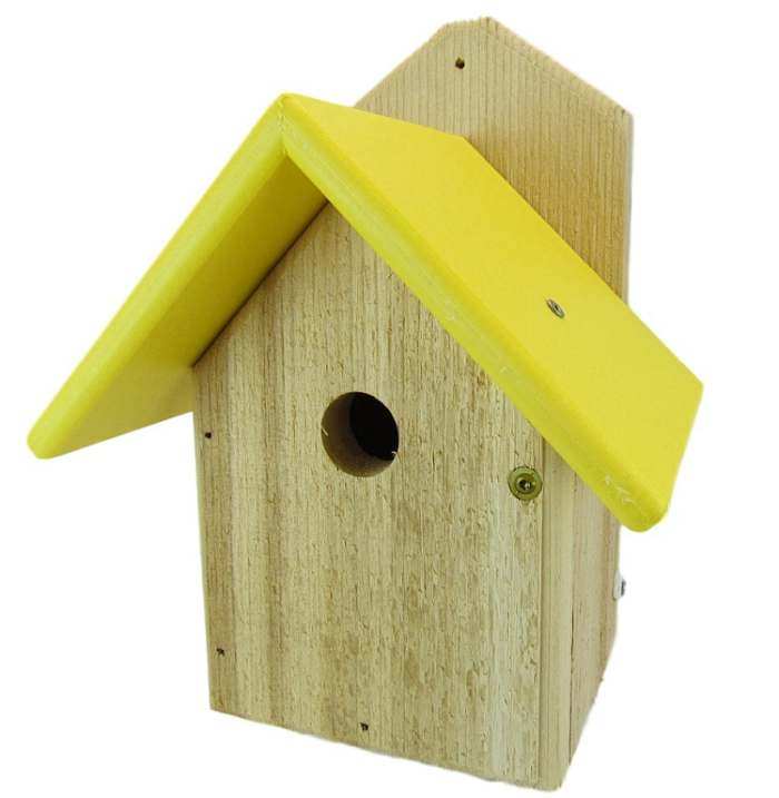 Songbird Post Mount Wren House Yellow