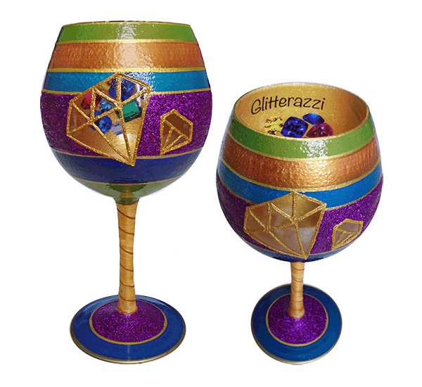 Inky & Bozko Wine Glass Glitterrazzi