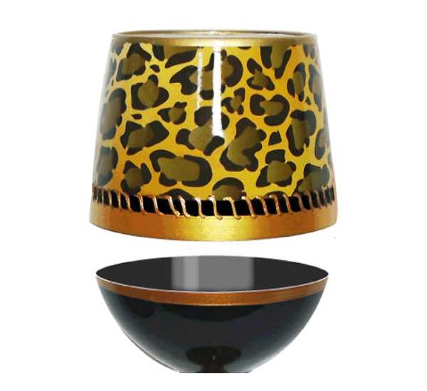 Bottom's Up Stemless Wine Glass Deco Leopard