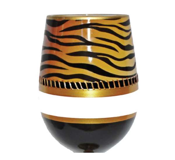 Bottom's Up Stemless Wine Glass Deco Tiger