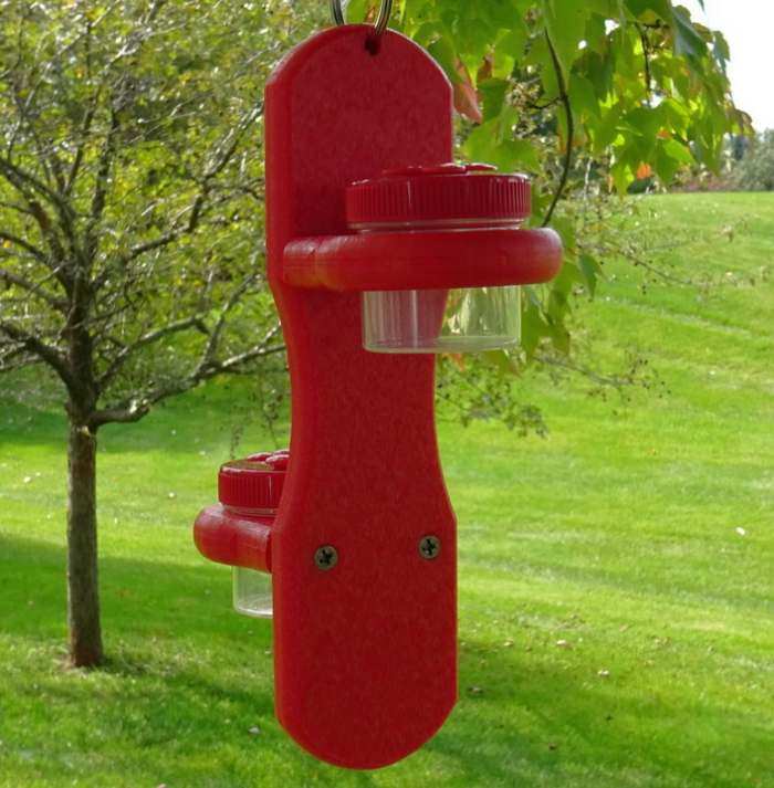 Double Hanging Dots Hummingbird Feeder Red/Red