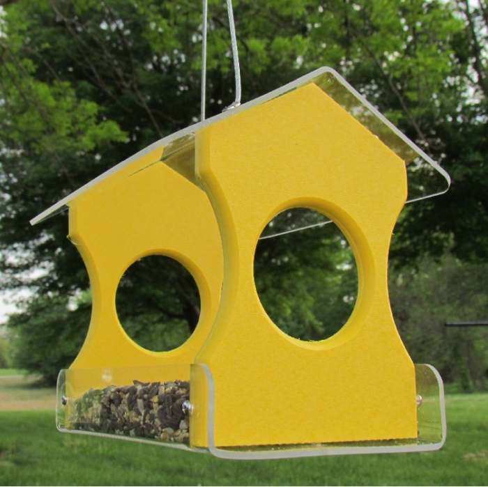 Songbird Recycled Poly Hanging Bird Feeder Yellow
