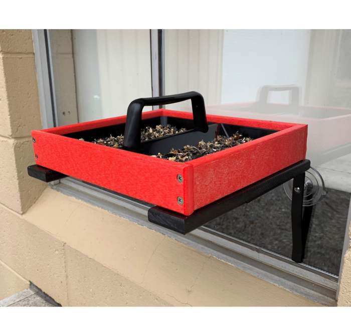 Recycled Poly Window Mount Platform Feeder Red