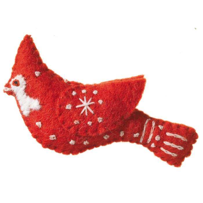 Wild Woolies Ornament Snowflake Cardinal Red