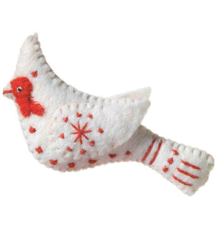 Wild Woolies Ornament Snowflake Cardinal White