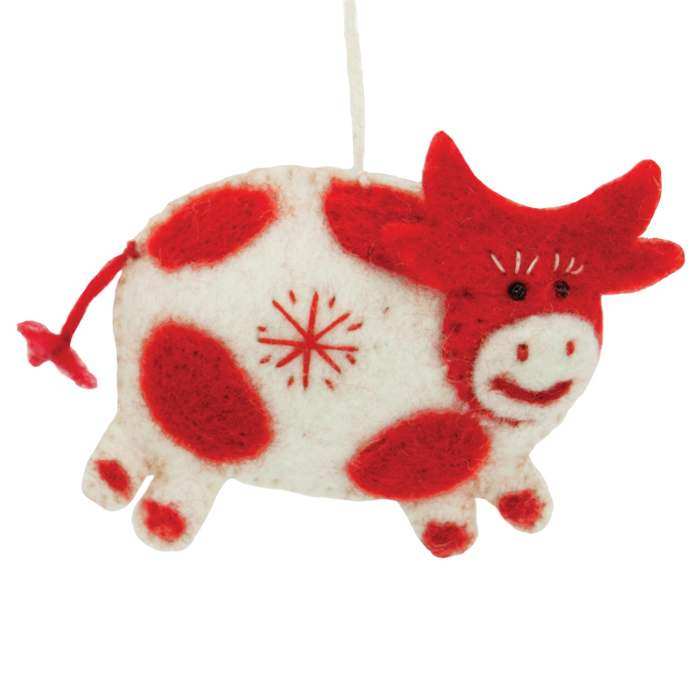 Wild Woolies Ornament Snowflake Cow White