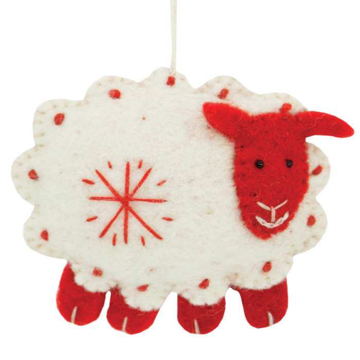 Wild Woolies Ornament Snowflake Sheep White