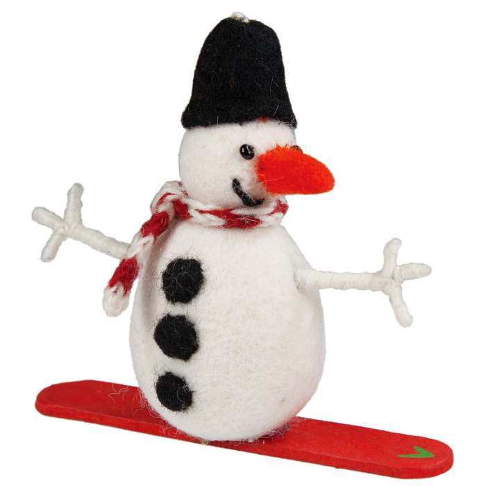 Wild Woolies Ornament Snowboarding Snowman