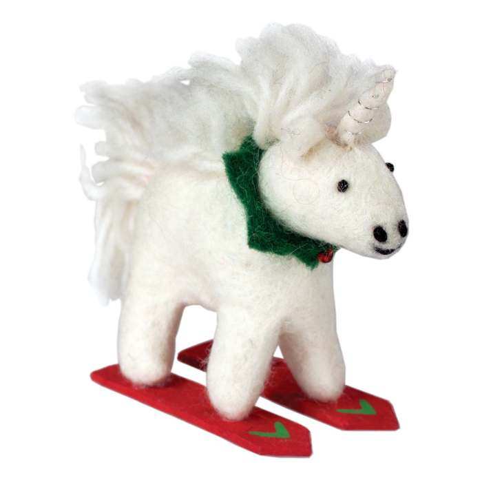 Wild Woolies Ornament Skiing Unicorn