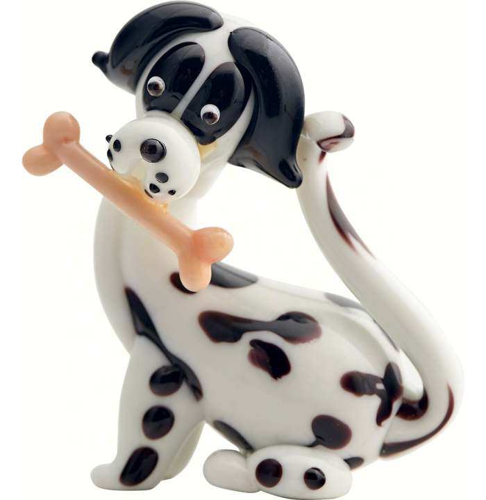 Milano Art Glass Animal Dog with Bone