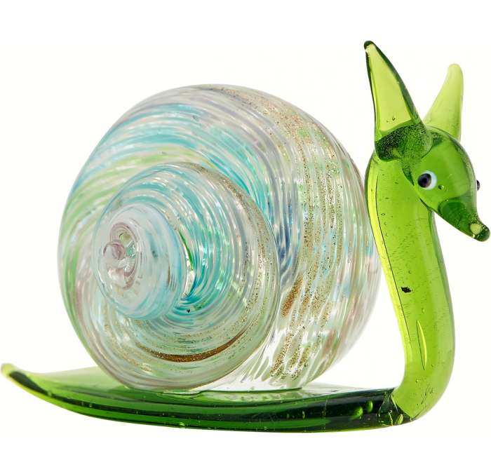 Milano Art Glass Animal Snail Green