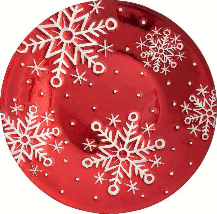 Christmas Platter Red Snowflakes Round 12