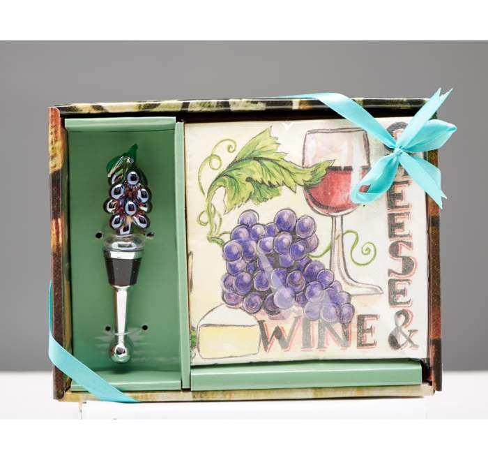 Hostess Napkin and Stopper Gift Set Grapes