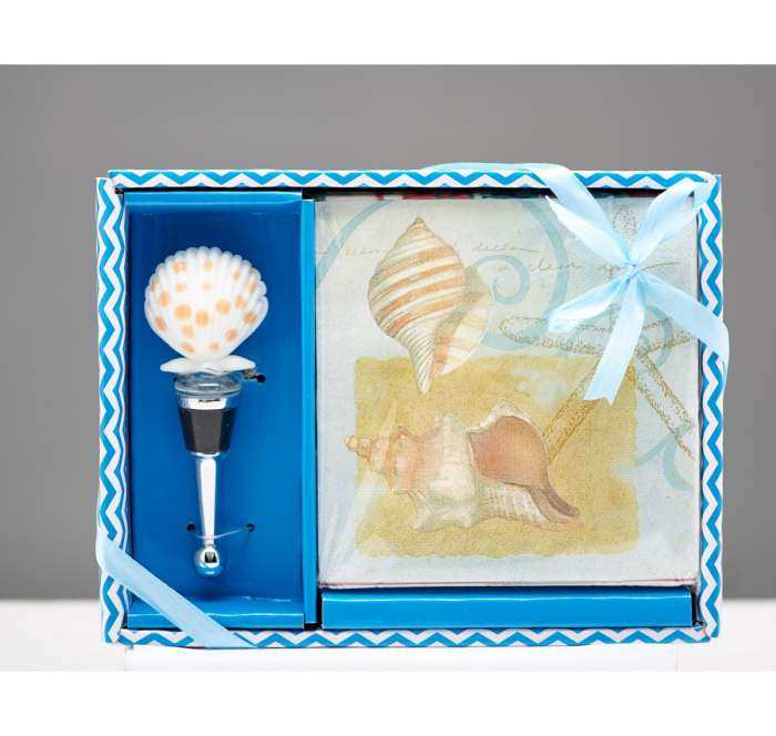 Hostess Napkin and Stopper Gift Set Shell