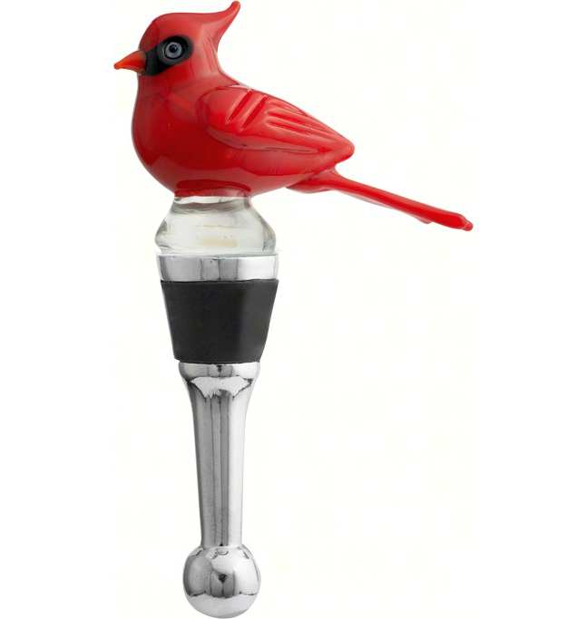 Glass Bottle Stopper Cardinal