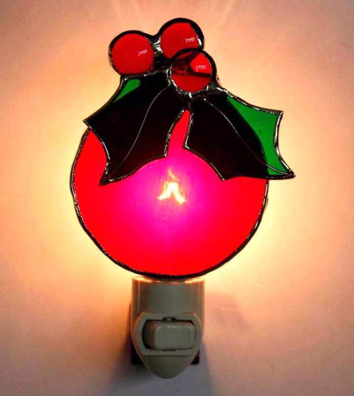 Stained Glass Nightlight Red Ornament