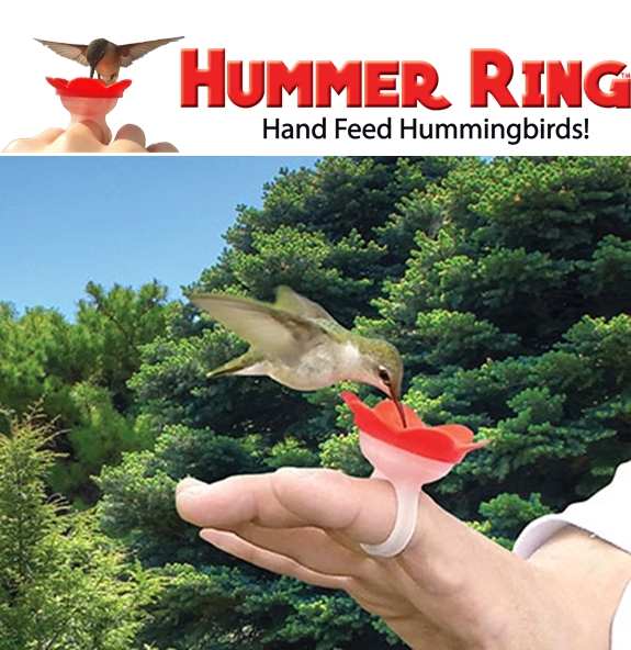 Hummer Ring RED Hummingbird Handheld Ring FEEDER 