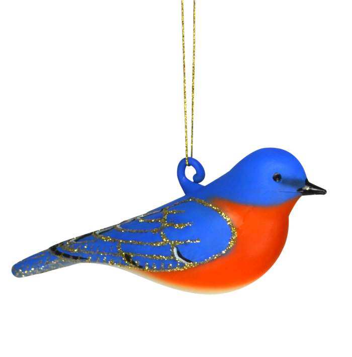 Blown Glass Bird Ornament Eastern Bluebird Male