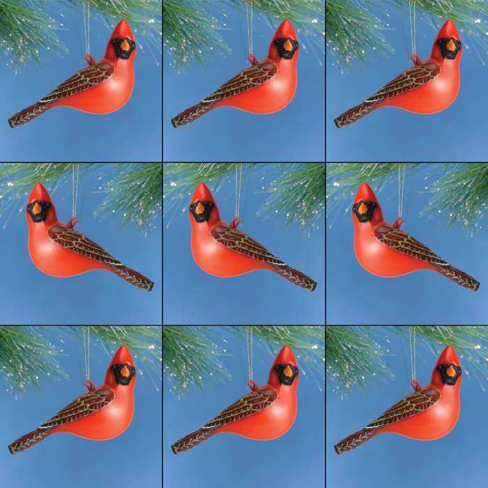 Blown Glass Cardinal Ornament Collection Set of 9