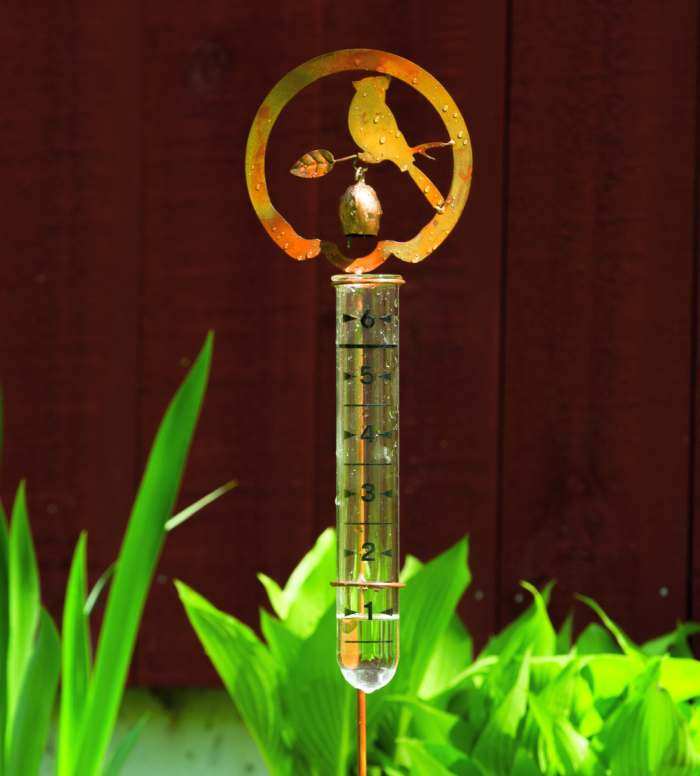 Flamed Copper Bird Rain Gauge Stake