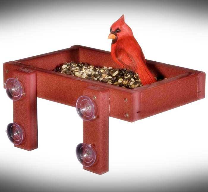 Amish Recycled Poly Window Mount Tray Bird Feeder