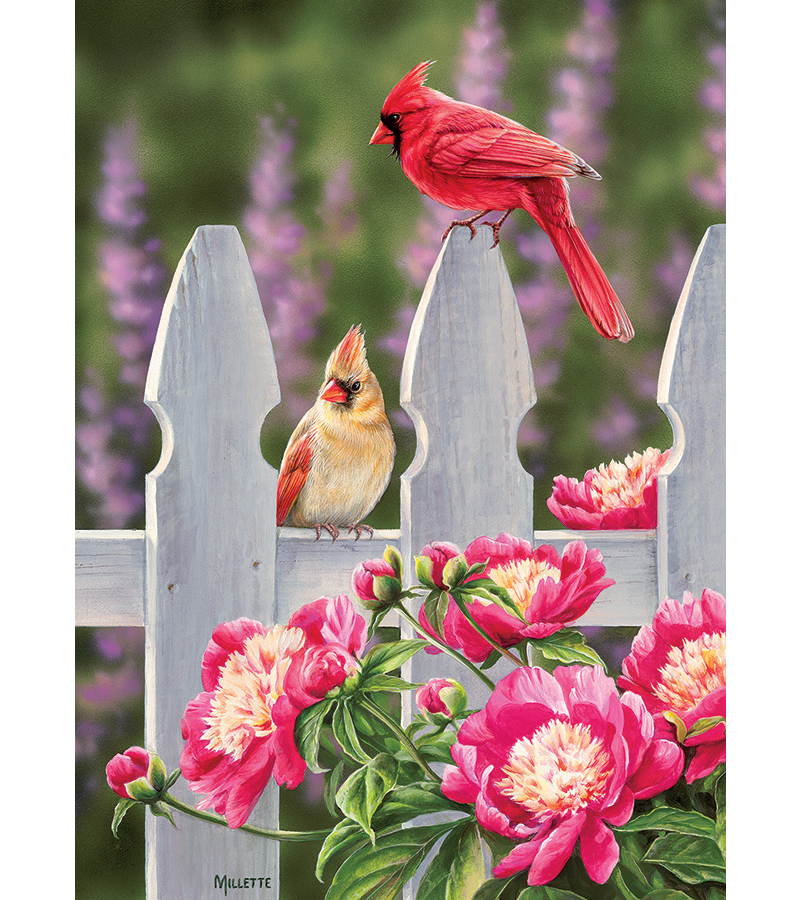 Cardinals and Peonies 1000 Piece Jigsaw Puzzle