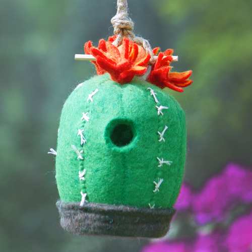 Wild Woolies Felt Bird House Barrel Cactus