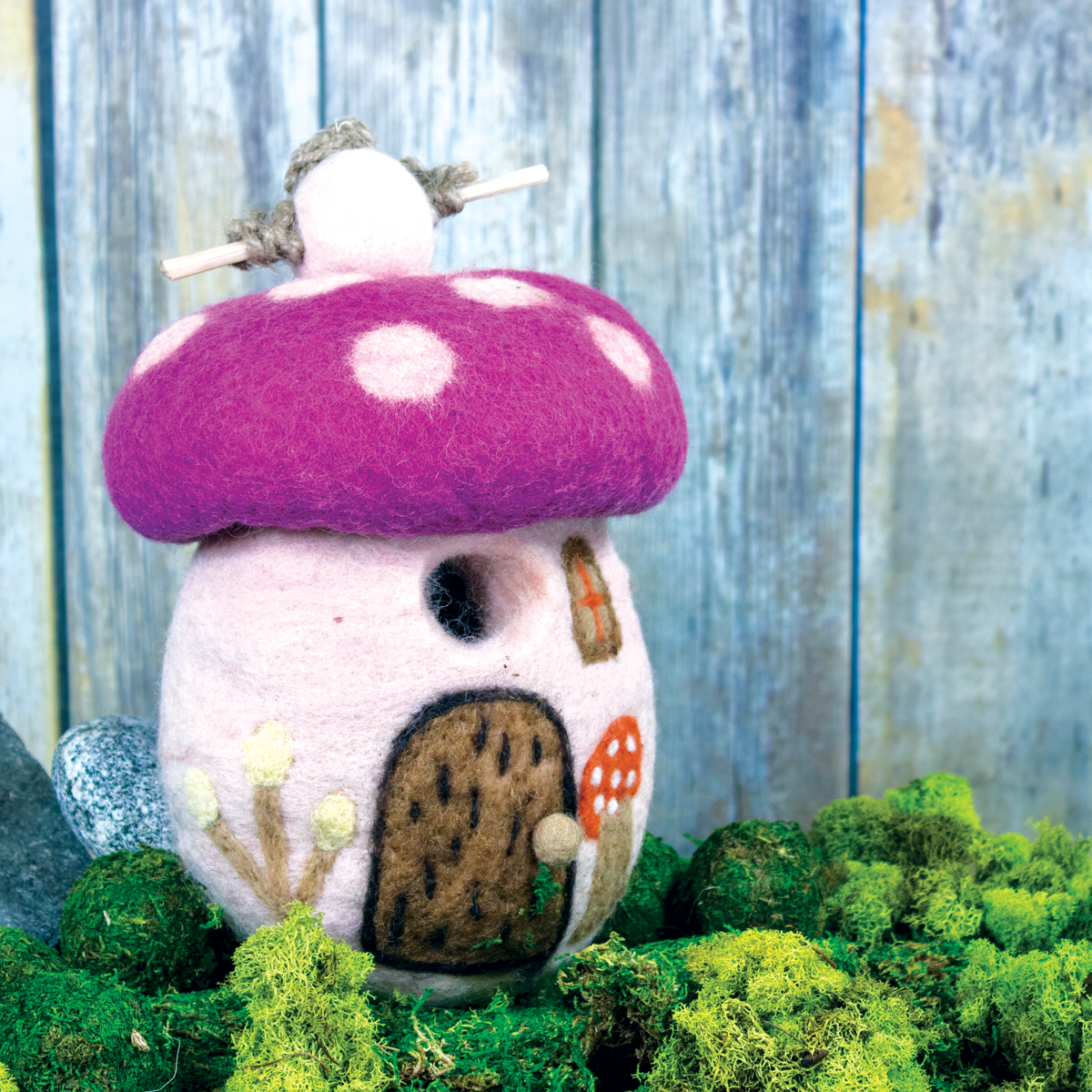 Wild Woolies Felt Bird House Magic Mushroom