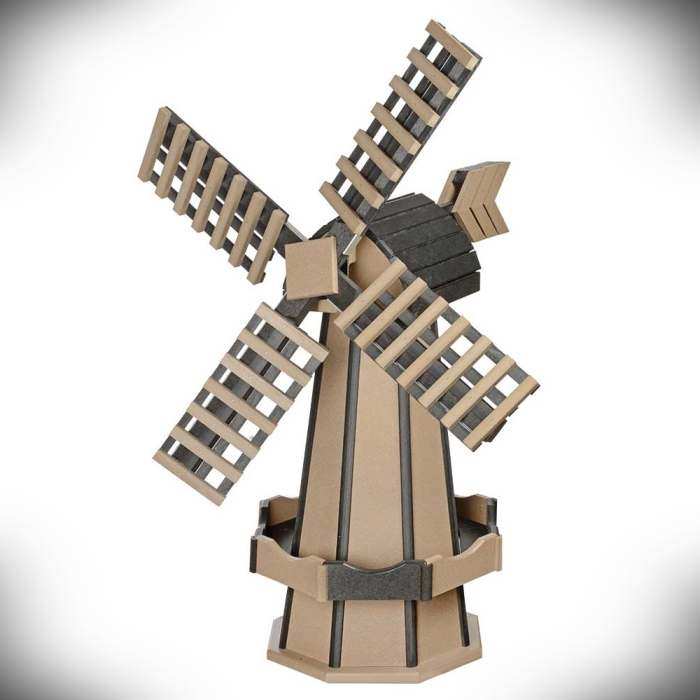 Amish Made Poly Windmill Weatherwood/Black