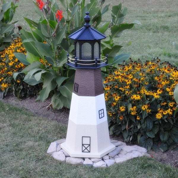 Amish-Made Replica Tybee Island GA Lighthouses with Solar-Powered LED Lighting! 