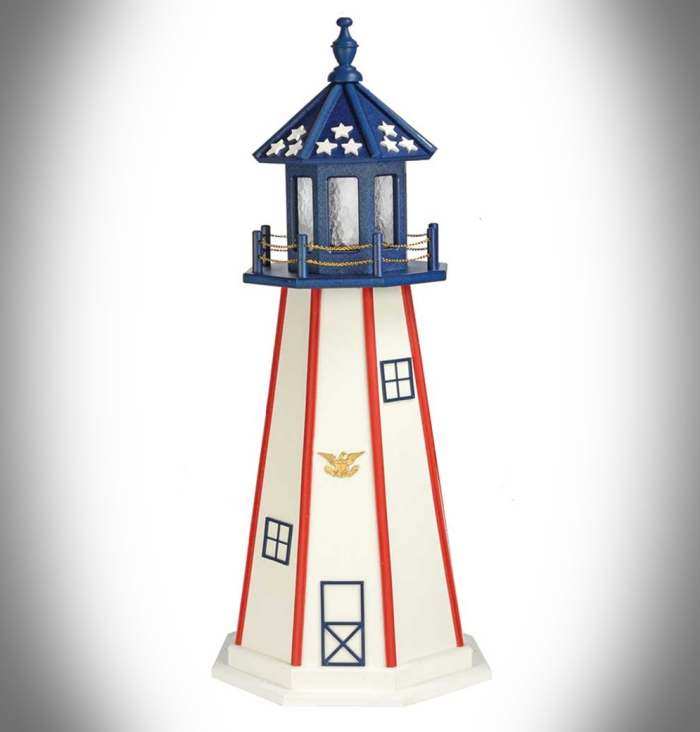 Wooden Lighthouse Standard Patriotic