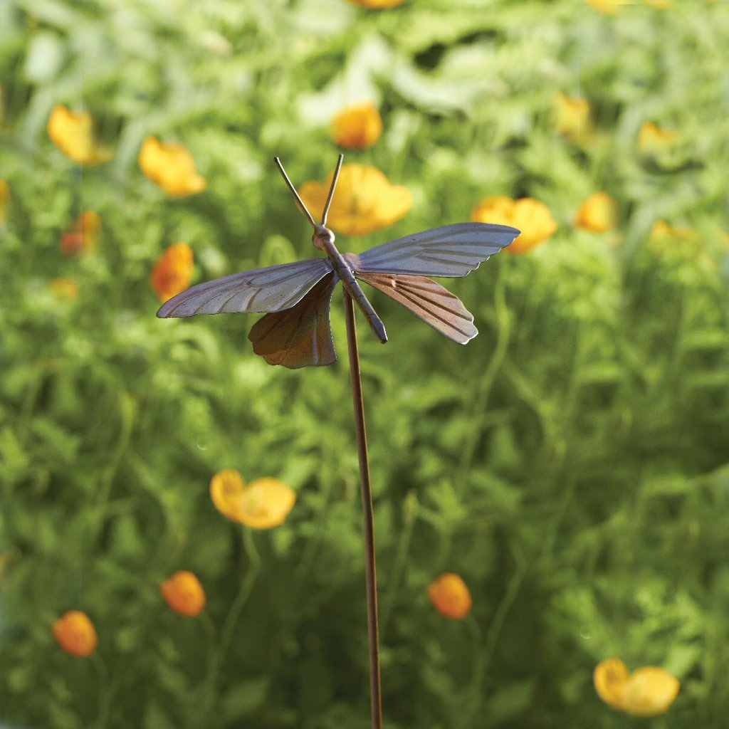 Flamed Copper Butterfly Garden Ornament Set of 4