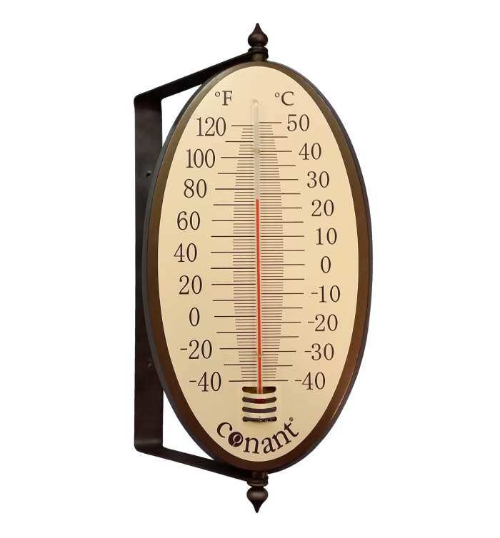 Decor Vintage Oval Thermometer Bronze Patina, Quality Outdoor