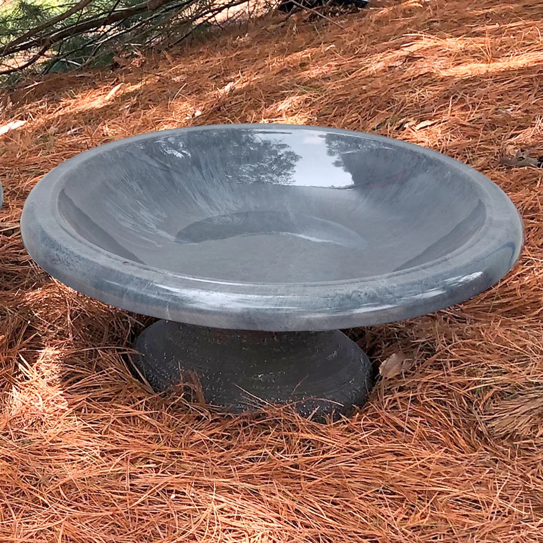 Tierra Fiber Clay Bird Bowl w/Small Base Cool Grey