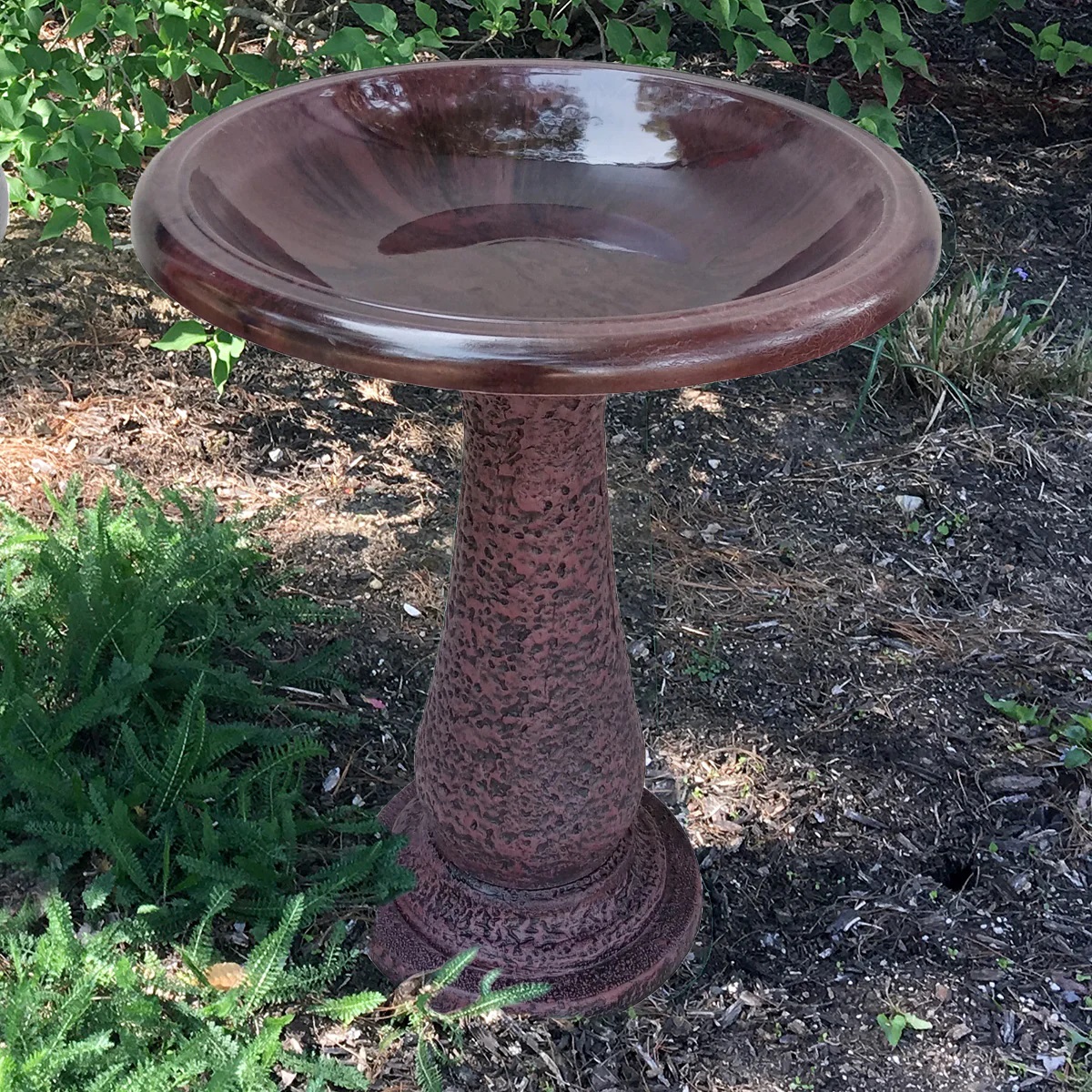 Tierra Garden Antique Brown Fiber Clay Birdbath