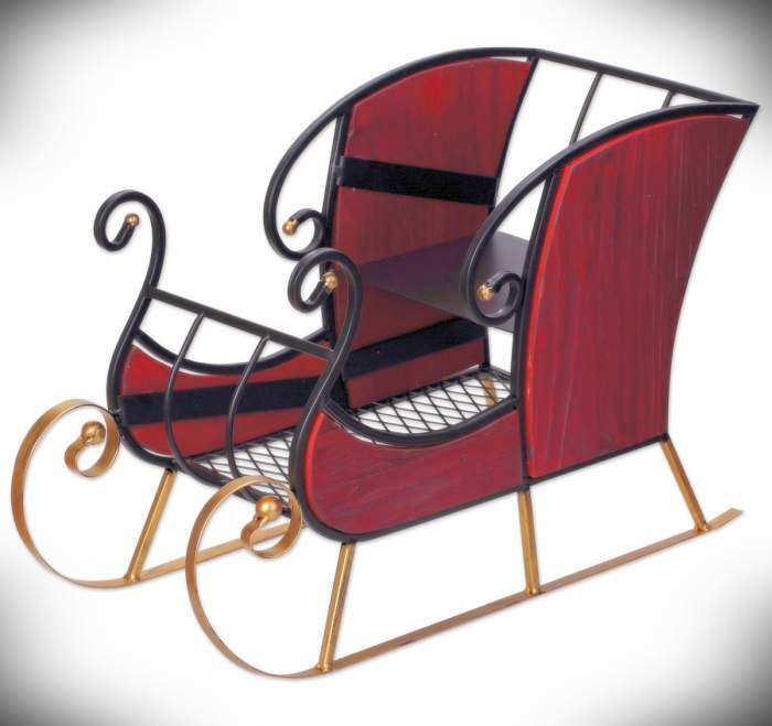 Tabletop Sleigh Antique Red Unique Handcrafted Holiday Decor At Songbird Garden